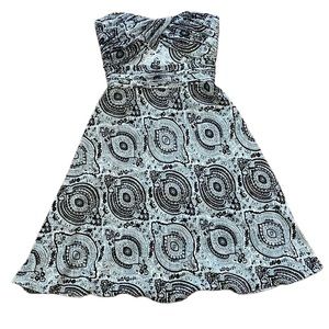 White House Black Market  - Black & White Paisley Strapless Dress - Size 2